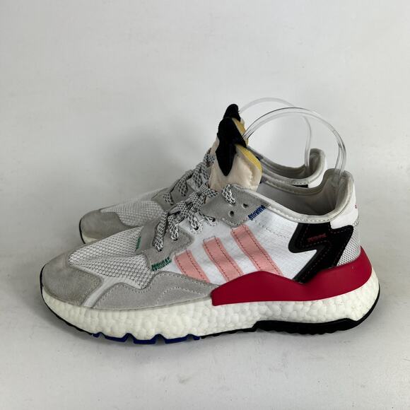 Adidas Nite Jogger Sneakers Women's 7.5 White Gray Lace Up Running Shoes EG9232 - Picture 5 of 10